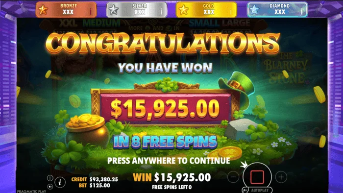 The Blarney Stone - Fitimi total në raundin bonus